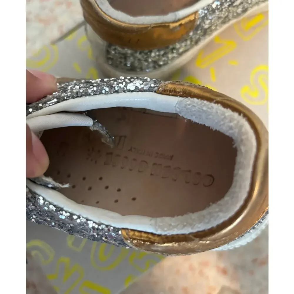 Golden Goose Kids May Kids Unisex Sneakers - Silver Gold - Size 29 US 12